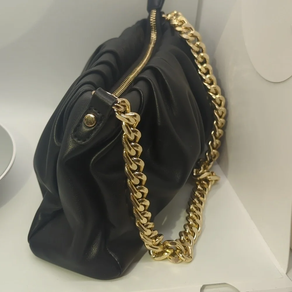 NWOT Madison West Rusched Bag in Black